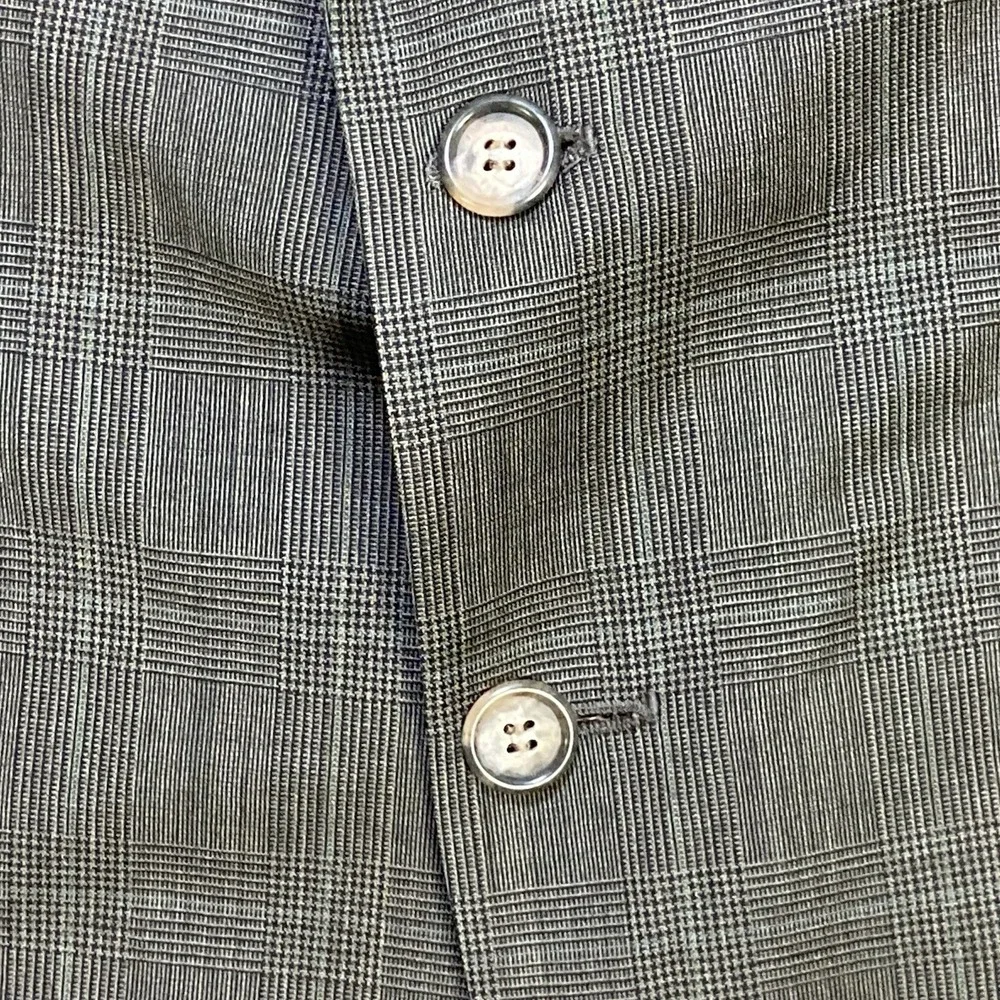 Savile Row Regency Charing Cross Dark Gray Blazer Men's 44R 100% Wool Glen Check